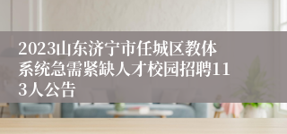 2023山东济宁市任城区教体系统急需紧缺人才校园招聘113人公告