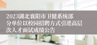 2023湖北襄阳市卫健系统部分单位以校园招聘方式引进高层次人才面试成绩公告