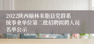 2022陕西榆林米脂县党群系统事业单位第二批招聘拟聘人员名单公示