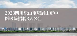 2023四川乐山市峨眉山市中医医院招聘3人公告