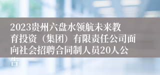 2023贵州六盘水领航未来教育投资（集团）有限责任公司面向社会招聘合同制人员20人公告