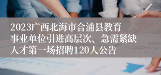 2023广西北海市合浦县教育事业单位引进高层次、急需紧缺人才第一场招聘120人公告