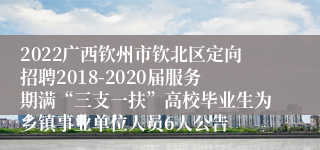 2022广西钦州市钦北区定向招聘2018-2020届服务期满“三支一扶”高校毕业生为乡镇事业单位人员6人公告