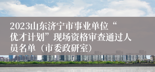 2023山东济宁市事业单位“优才计划”现场资格审查通过人员名单（市委政研室）