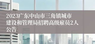 2023广东中山市三角镇城市建设和管理局招聘高级雇员2人公告