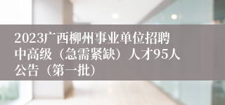 2023广西柳州事业单位招聘中高级（急需紧缺）人才95人公告（第一批）