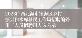 2023广西北海市银海区乡村振兴和水库移民工作局招聘编外用工人员拟聘用人选公示