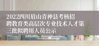 2022四川眉山青神县考核招聘教育类高层次专业技术人才第三批拟聘用人员公示