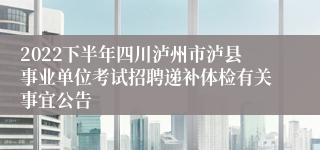 2022下半年四川泸州市泸县事业单位考试招聘递补体检有关事宜公告