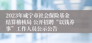 2023年咸宁市社会保险基金结算稽核局 公开招聘“以钱养事”工作人员公示公告