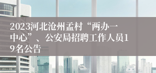 2023河北沧州孟村“两办一中心”、公安局招聘工作人员19名公告