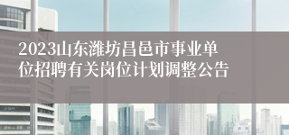 2023山东潍坊昌邑市事业单位招聘有关岗位计划调整公告