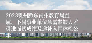 2023贵州黔东南州教育局直属、下属事业单位急需紧缺人才引进面试成绩及递补入围体检公示