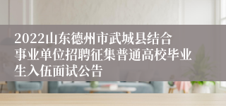 2022山东德州市武城县结合事业单位招聘征集普通高校毕业生入伍面试公告