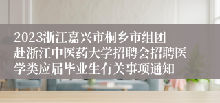 2023浙江嘉兴市桐乡市组团赴浙江中医药大学招聘会招聘医学类应届毕业生有关事项通知