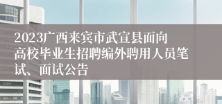 2023广西来宾市武宣县面向高校毕业生招聘编外聘用人员笔试、面试公告