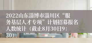 2022山东淄博市淄川区“服务基层人才专项”计划招募报名人数统计（截止8月30日9：30）