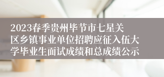 2023春季贵州毕节市七星关区乡镇事业单位招聘应征入伍大学毕业生面试成绩和总成绩公示