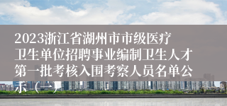 2023浙江省湖州市市级医疗卫生单位招聘事业编制卫生人才第一批考核入围考察人员名单公示（一）