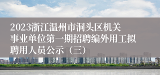 2023浙江温州市洞头区机关事业单位第一期招聘编外用工拟聘用人员公示（三）