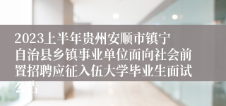 2023上半年贵州安顺市镇宁自治县乡镇事业单位面向社会前置招聘应征入伍大学毕业生面试公告