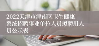 2022天津市津南区卫生健康系统招聘事业单位人员拟聘用人员公示表