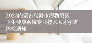 2023内蒙古乌海市海勃湾区卫生健康系统专业技术人才引进体检通知