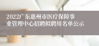 2022广东惠州市医疗保障事业管理中心招聘拟聘用名单公示