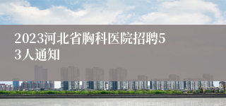 2023河北省胸科医院招聘53人通知