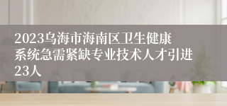 2023乌海市海南区卫生健康系统急需紧缺专业技术人才引进23人