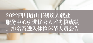 2022四川眉山市残疾人就业服务中心引进优秀人才考核成绩、排名及进入体检环节人员公告