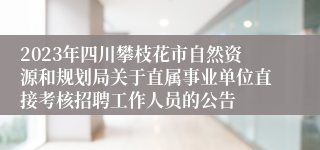 2023年四川攀枝花市自然资源和规划局关于直属事业单位直接考核招聘工作人员的公告