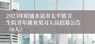 2023年昭通水富市太平镇卫生院青年就业见习人员招募公告（6人）