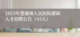 2023年楚雄州人民医院紧缺人才招聘公告（43人）