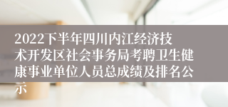 2022下半年四川内江经济技术开发区社会事务局考聘卫生健康事业单位人员总成绩及排名公示