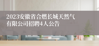 2023安徽省合燃长城天然气有限公司招聘4人公告