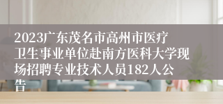 2023广东茂名市高州市医疗卫生事业单位赴南方医科大学现场招聘专业技术人员182人公告