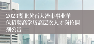 2023湖北黄石大冶市事业单位招聘高学历高层次人才岗位调剂公告