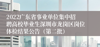 2022广东省事业单位集中招聘高校毕业生深圳市龙岗区岗位体检结果公告（第二批）
