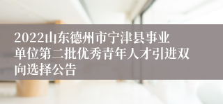 2022山东德州市宁津县事业单位第二批优秀青年人才引进双向选择公告