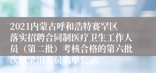 2021内蒙古呼和浩特赛罕区落实招聘合同制医疗卫生工作人员（第二批）考核合格的第六批次拟录用人员名单公示