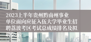 2023上半年贵州黔南州事业单位面向应征入伍大学毕业生招聘荔波考区考试总成绩排名及拟聘公示