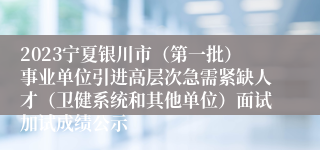 2023宁夏银川市（第一批）事业单位引进高层次急需紧缺人才（卫健系统和其他单位）面试加试成绩公示