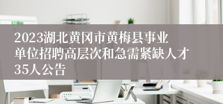 2023湖北黄冈市黄梅县事业单位招聘高层次和急需紧缺人才35人公告