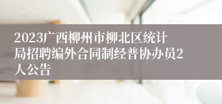 2023广西柳州市柳北区统计局招聘编外合同制经普协办员2人公告