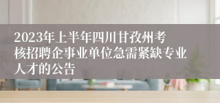 2023年上半年四川甘孜州考核招聘企事业单位急需紧缺专业人才的公告