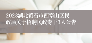 2023湖北黄石市西塞山区民政局关于招聘民政专干3人公告