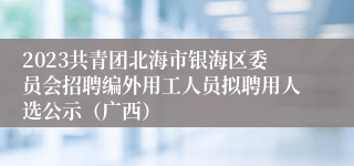 2023共青团北海市银海区委员会招聘编外用工人员拟聘用人选公示（广西）