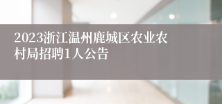 2023浙江温州鹿城区农业农村局招聘1人公告