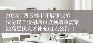 2023广西玉林市开展事业单位协议工资招聘重点领域急需紧缺高层次人才补充61人公告（三）